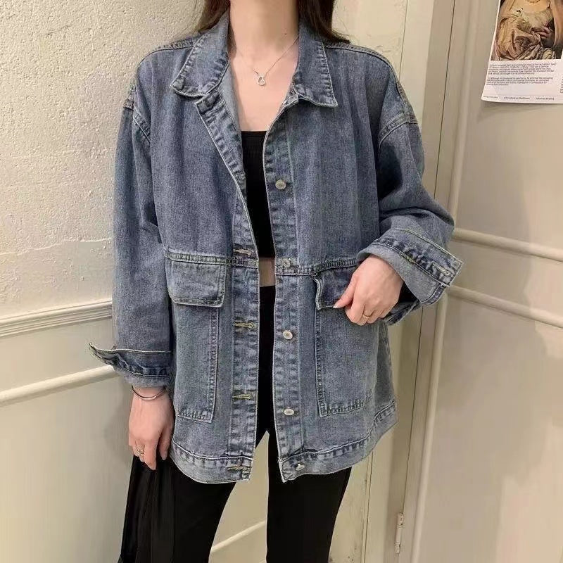 Loose fit denim jacket with large pockets