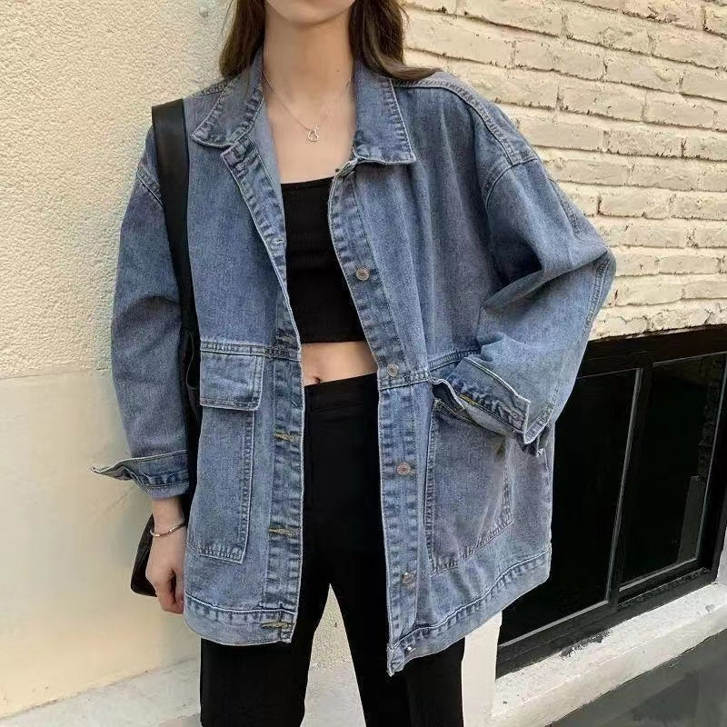 Loose fit denim jacket with large pockets