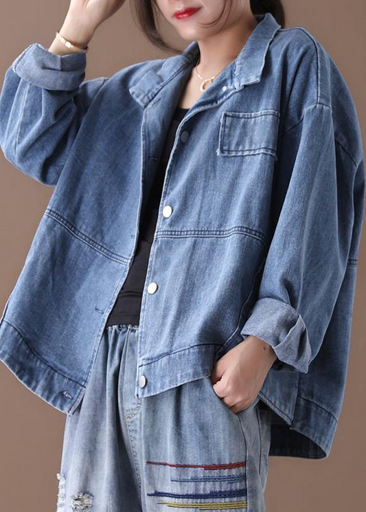 Stand-up Casual Jacket Denim Large Pocket Jacket