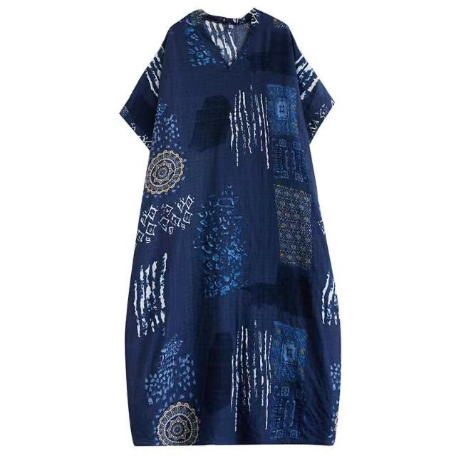 Bohemian V-neck beach length dress