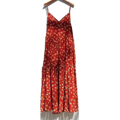 Bohemian Red Halter Peplum Dress