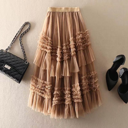 Tulle layered asymmetrical design bustier skirt