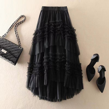 Tulle layered asymmetrical design bustier skirt