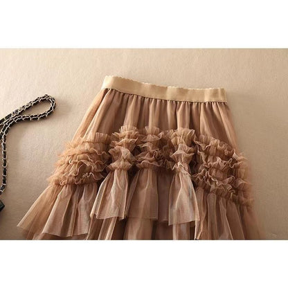 Tulle layered asymmetrical design bustier skirt