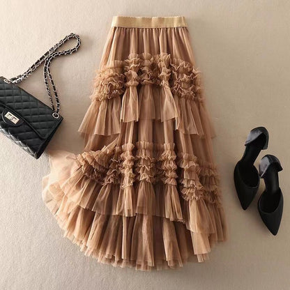 Tulle layered asymmetrical design bustier skirt