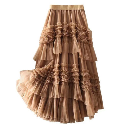 Tulle layered asymmetrical design bustier skirt