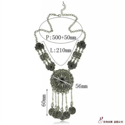 Bohemian Sculpted Round Tassel Necklace Accessories