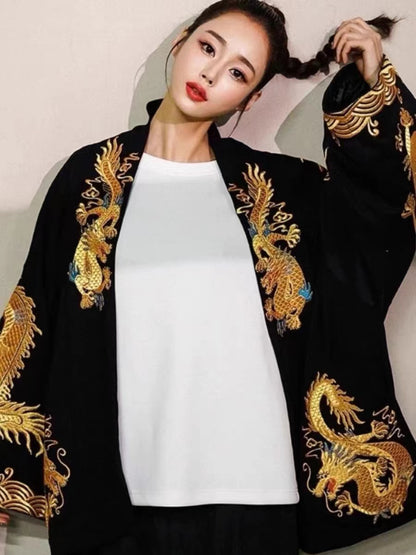 Chinese Style Gold Dragon Cardigan Jacket