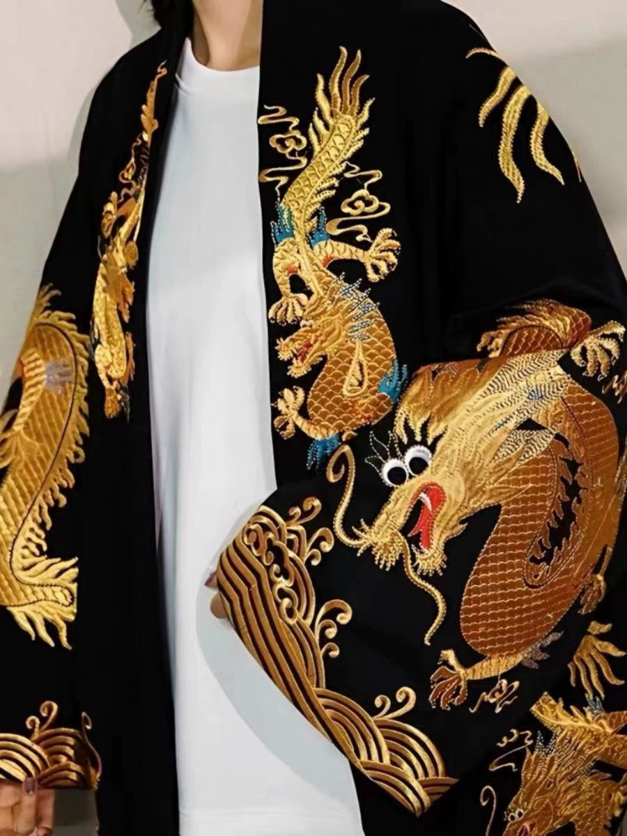 Chinese Style Gold Dragon Cardigan Jacket