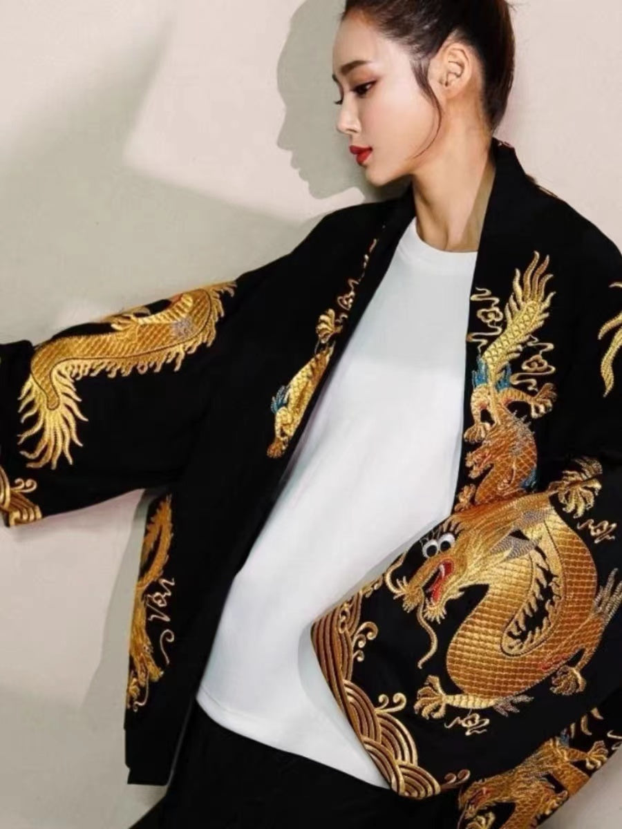 Chinese Style Gold Dragon Cardigan Jacket