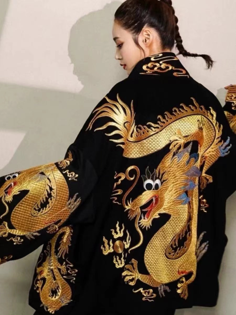 Chinese Style Gold Dragon Cardigan Jacket