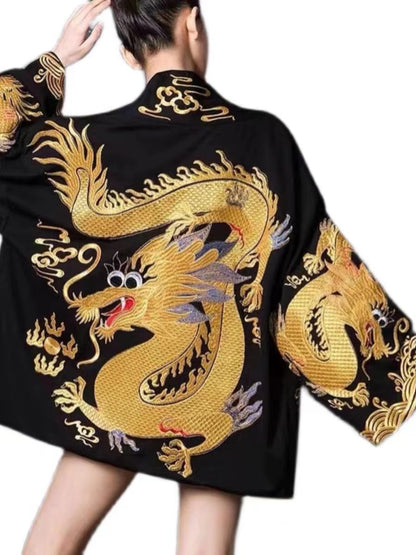 Chinese Style Gold Dragon Cardigan Jacket