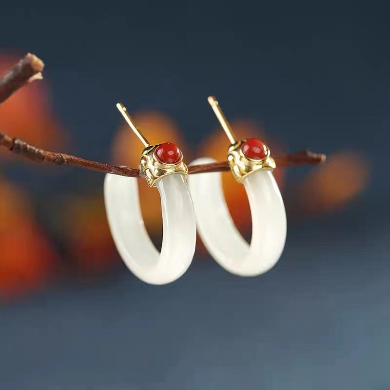 Chic Jadeite and Silver Earrings