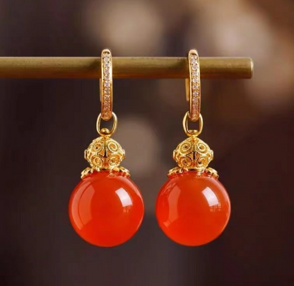 Chic Gold and Agate Dangle Earrings