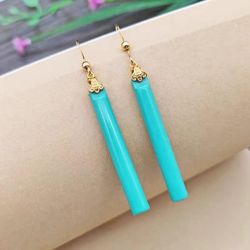 Fashion Turquoise 14K Gold Dangling Earrings