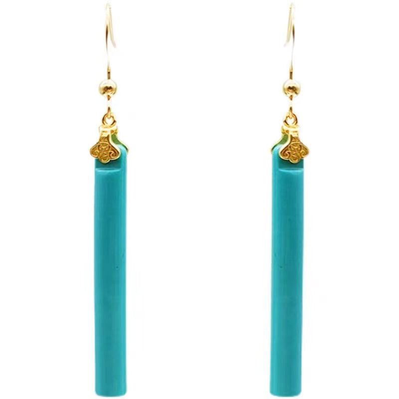 Fashion Turquoise 14K Gold Dangling Earrings