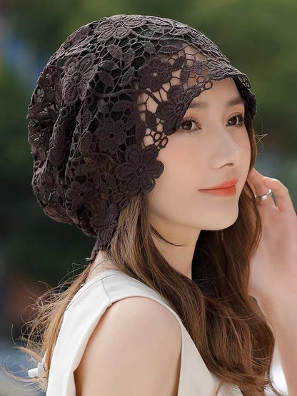 Women's Flower Hollow Lace Wrap Hat