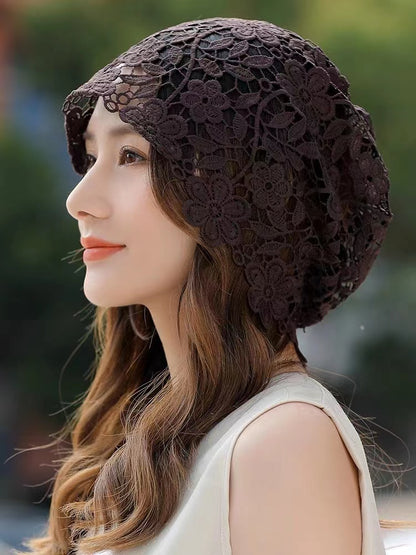 Women's Flower Hollow Lace Wrap Hat