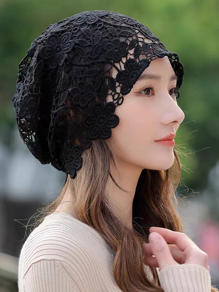 Women's Flower Hollow Lace Wrap Hat