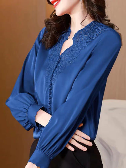 Hollow Embroidery Button Down Long Sleeve Shirt