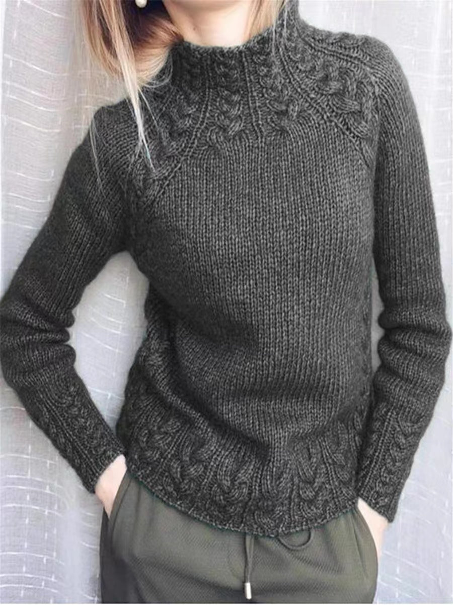 Jumper Solid Colour High Neck Knitted Sweater