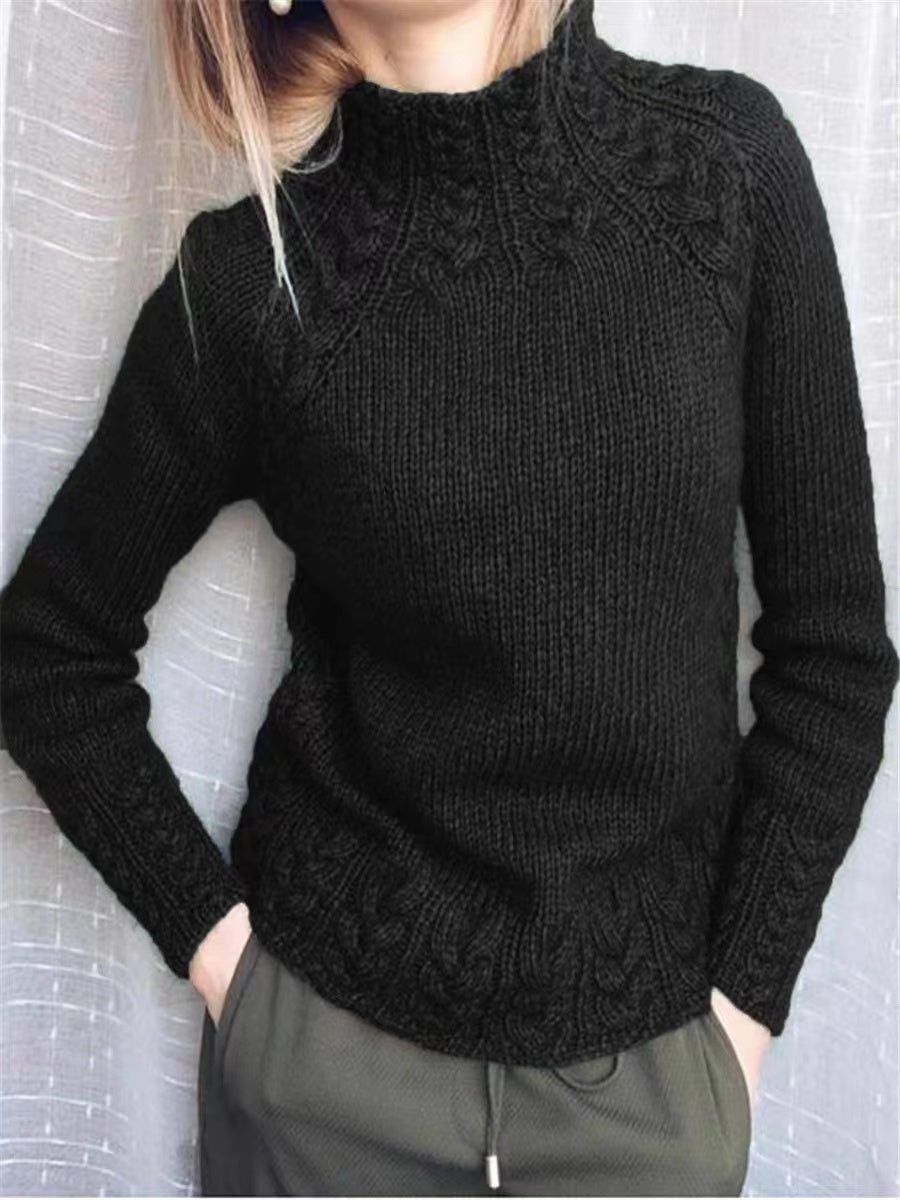 Jumper Solid Colour High Neck Knitted Sweater