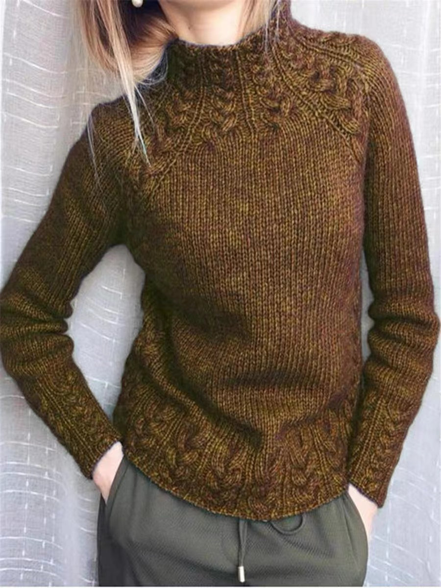 Jumper Solid Colour High Neck Knitted Sweater