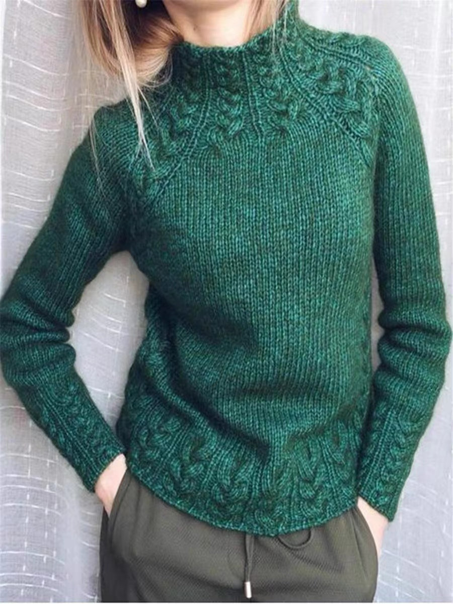 Jumper Solid Colour High Neck Knitted Sweater