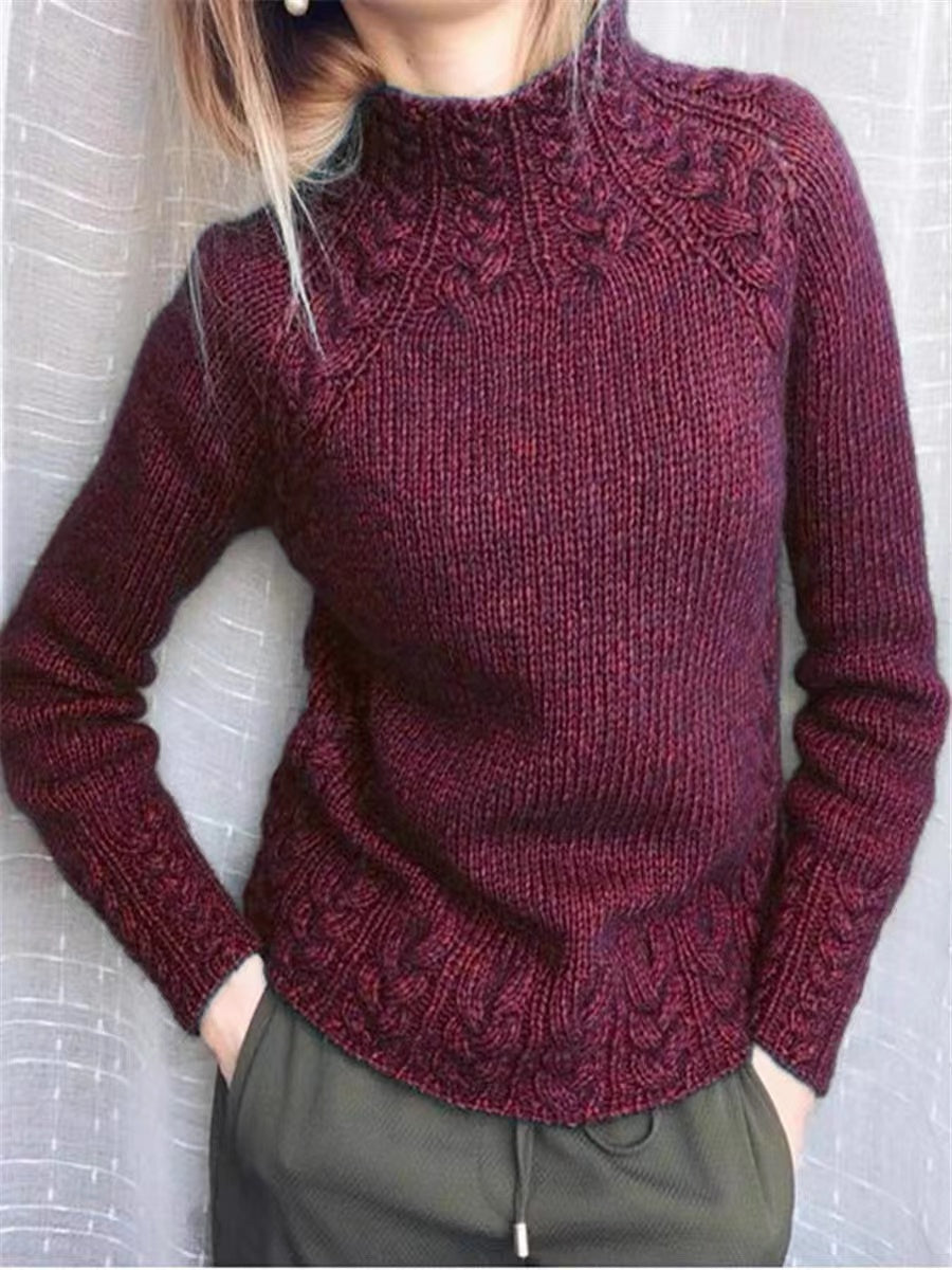 Jumper Solid Colour High Neck Knitted Sweater