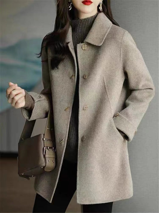 Wool Buttoned Lapel Pocket Jacket