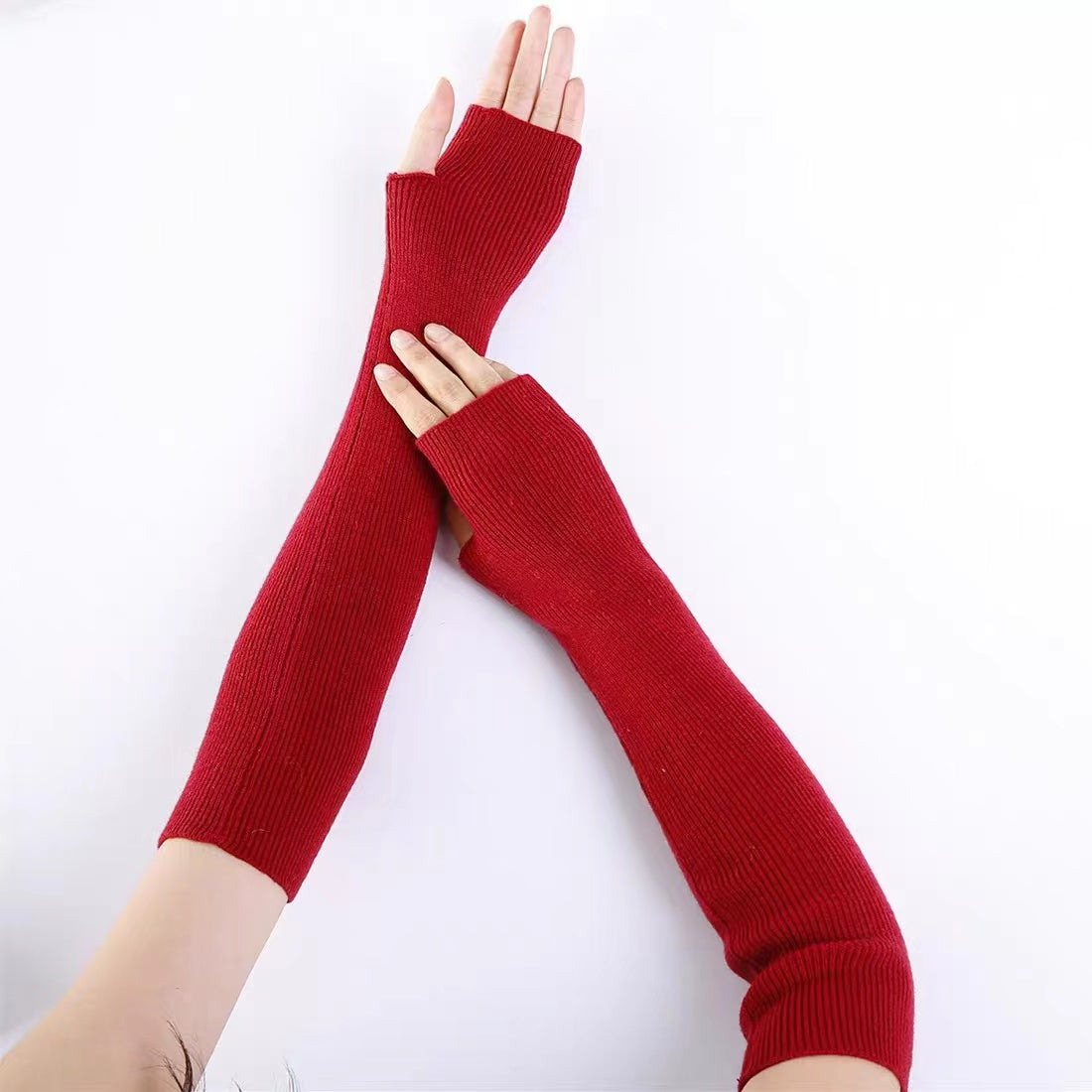 Knitted Solid Color Gloves