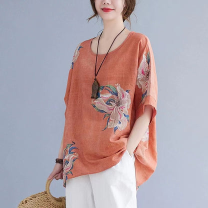 Casual Round Neck Printed Short Sleeve T-Shirt Top