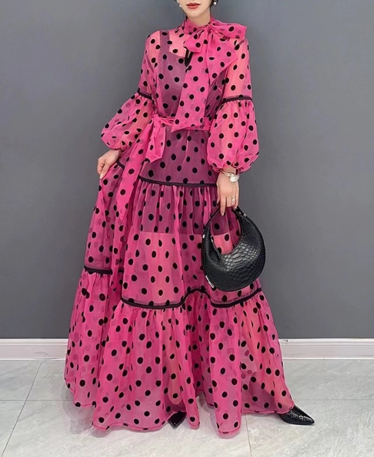 Black Polka Dot Sun Screen Outer Two Piece Dress