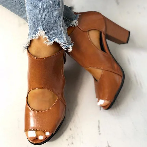 Fashion Open Toe Cutout Ankle Boots