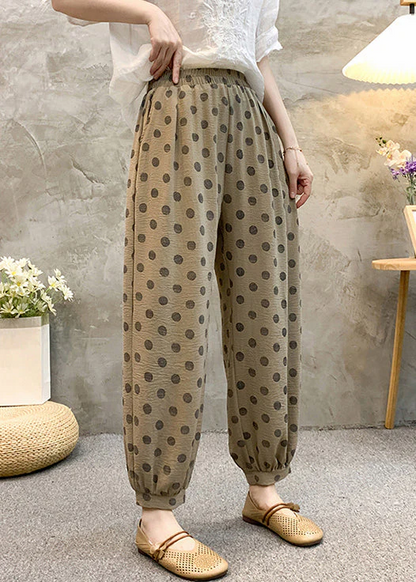 Women's Plus Size Dot Pocket Cotton 9/10 Pants