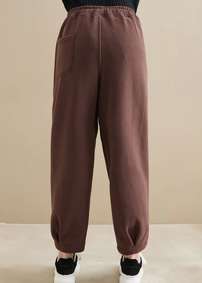 High-waisted thickened warm fleece pants sports harlequin pants