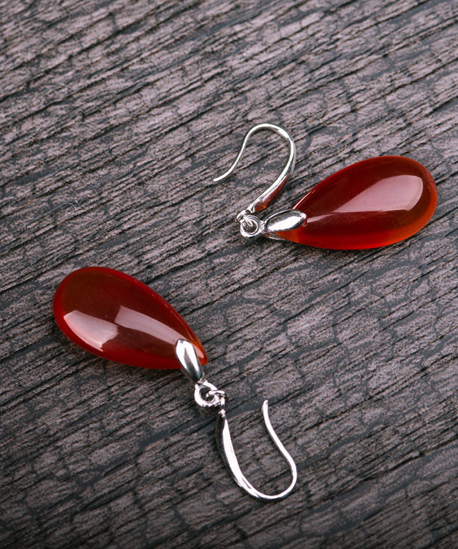 Women's Sterling Silver Agate Drop Earrings