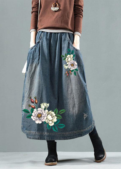 Pocket Patchwork Denim Half-body Skirt