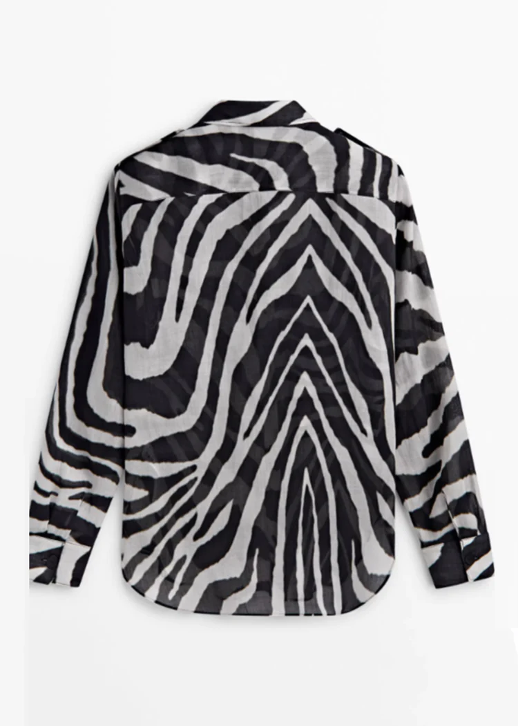 Casual Zebra Pocket Shirt Top