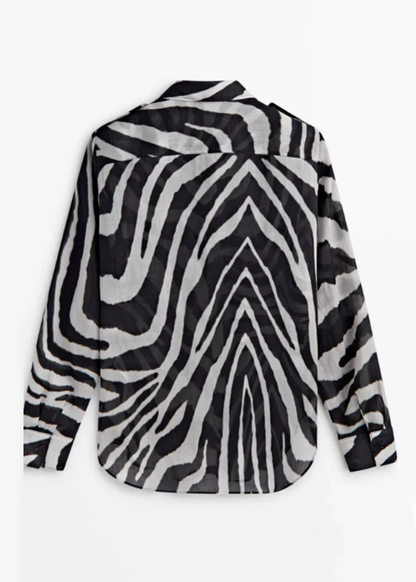 Casual Zebra Pocket Shirt Top