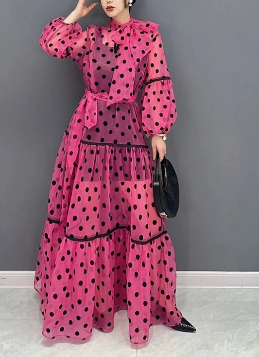 Black Polka Dot Sun Screen Outer Two Piece Dress