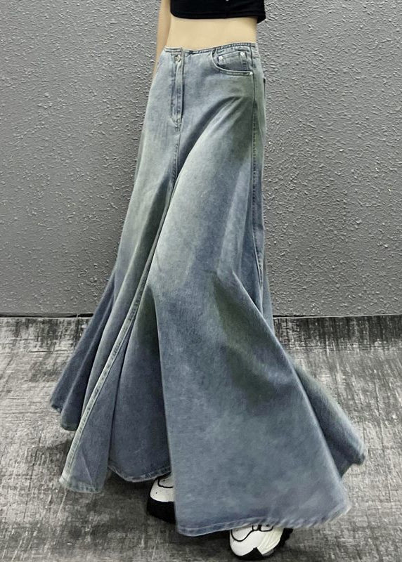 Women's High Waist Oversized Hem Denim Halter Skirt Spring