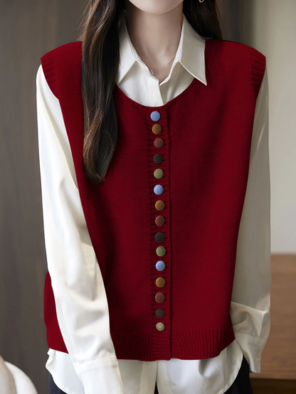 Women's Vintage Crew Neck Knit Vest