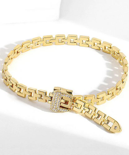 Gold Copper Plated Zirconia Chain Bracelet