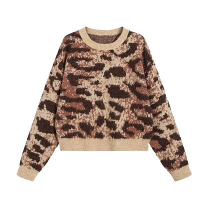 Leopard print jacquard knit jumper