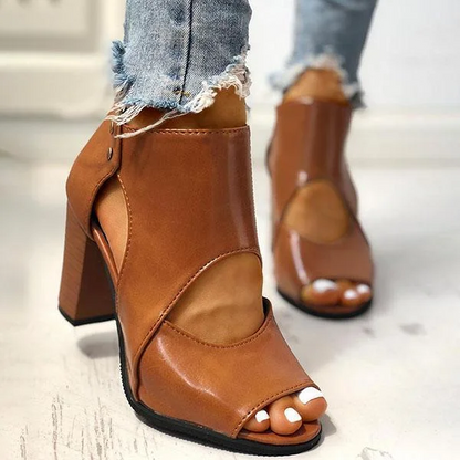 Fashion Open Toe Cutout Ankle Boots