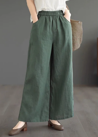 Cotton Straight Leg Pants High Waist