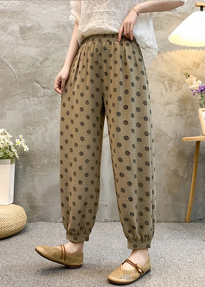 Women's Plus Size Dot Pocket Cotton 9/10 Pants