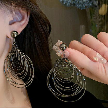 Women's Black Alloy Skeleton Earrings