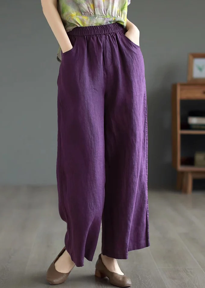 Cotton Straight Leg Pants High Waist